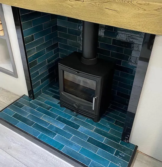 Blue tiles for hearth